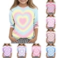 thumbnail image 6 of LckLvx Girls Tie Dye T Shirts Long Sleeve Heart Graphic Valentine Tee Tops 3/4 Sleeve Crewneck Blouses, 6 of 6
