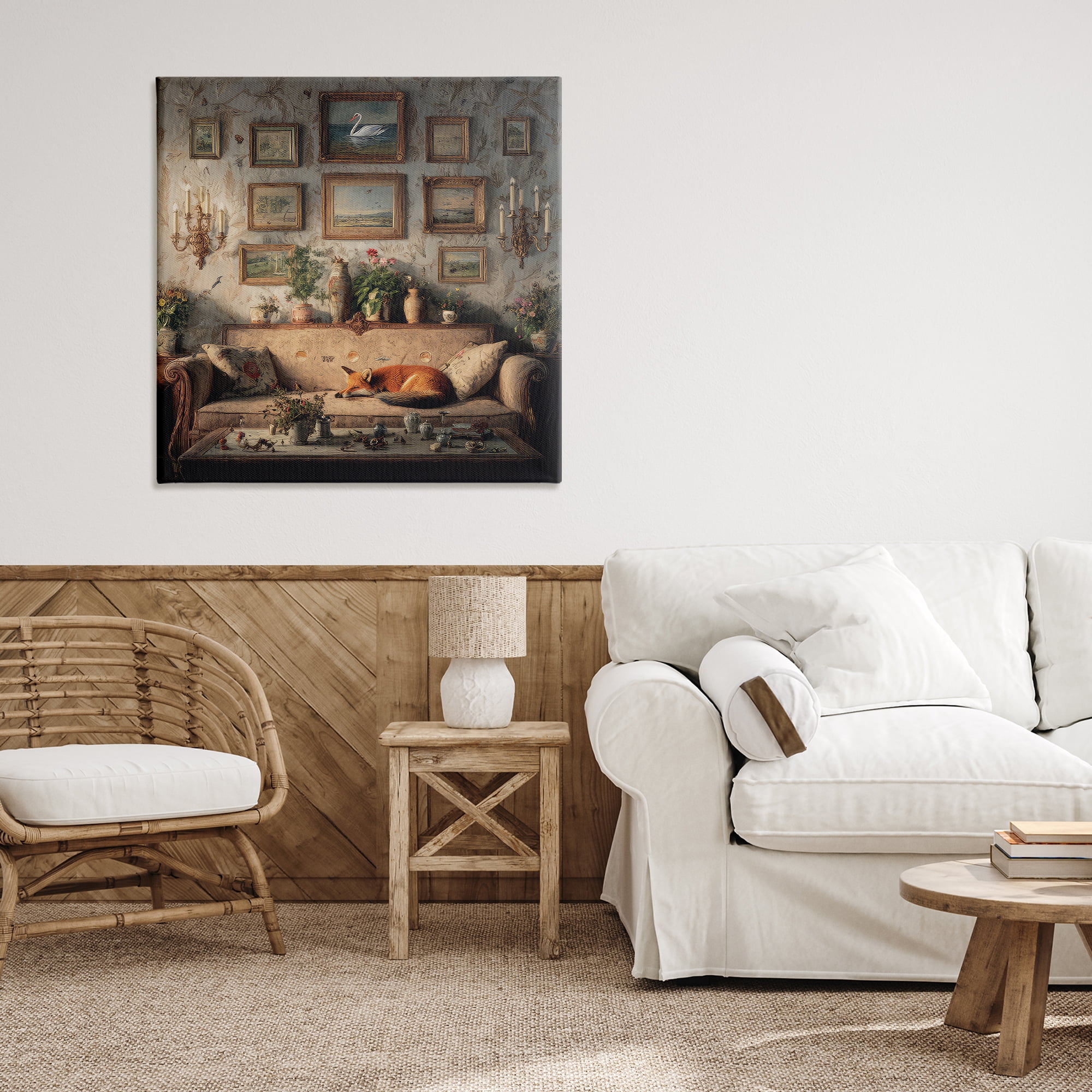 Stupell Industries Vintage Parlor with Fox Canvas Wall Art, design by The Wands Want