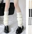 thumbnail image 1 of AYYUFE 1 Pair Women Leg Warmers Over Knee Knitted Autumn Winter Long Tube Windproof Boot Cuffs for Outdoor, 1 of 8
