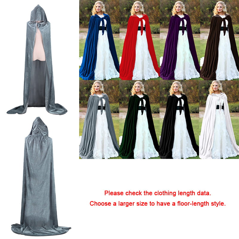 Cape BLACK HOOD Fleece 32 in long Halloween Costume Cloak Adult or Kid's