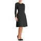 thumbnail image 4 of Vestido midi de manga larga con cremallera en el cuello A-Line a rayas para mujer Inspire Chic 2XL negro, 4 of 5