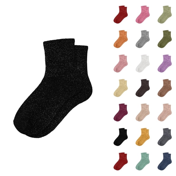 Women's Novelty Glitter Slouch Socks 2026 Comfortable Stretch Casual Fashion Cute Mid Calf Socks
