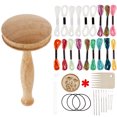 thumbnail image 2 of 34Pcs Wooden Darning Tool Set Flat Wooden Darner Sewing Kits Mini Braided Patch Tool Set with 13 Color Thread 9Pcs Needle Darning Supplies for Socks Scarf Clothes Tapestry Repair-flatbiscuittype-, 2 of 11