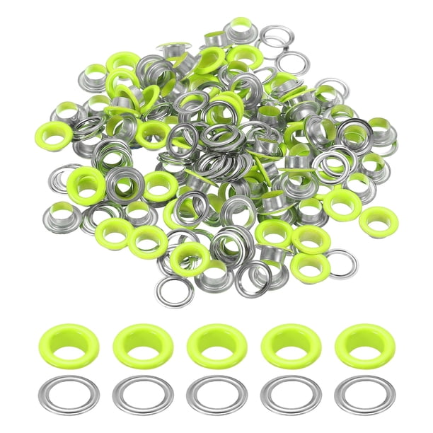Uxcell 110 Pcs Ojetes con Arandelas 5/16" Kit de Grommets Amarillo Brillante