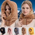 thumbnail image 2 of En invierno, el cuello de la bufanda de punto femenino con capucha se mantiene caliente, el sombrero baraklava, el sombrero de frijol, el sombrero rosa a prueba de viento., 2 of 5