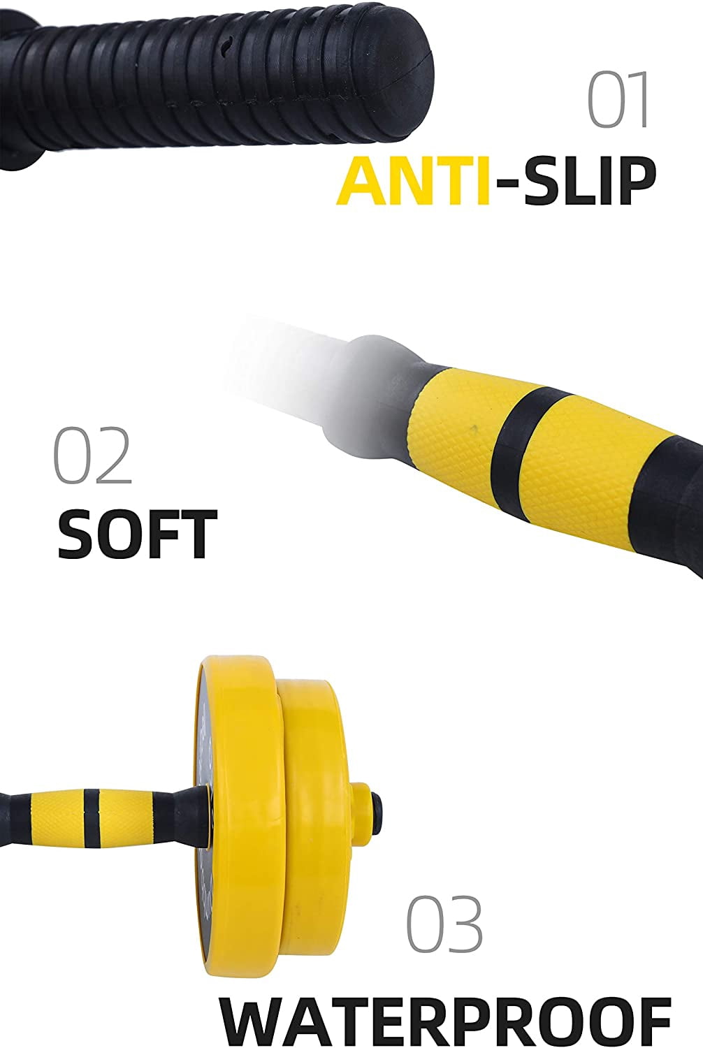 Nice C Adjustable Dumbbell Barbell Weight Pair, Yellow