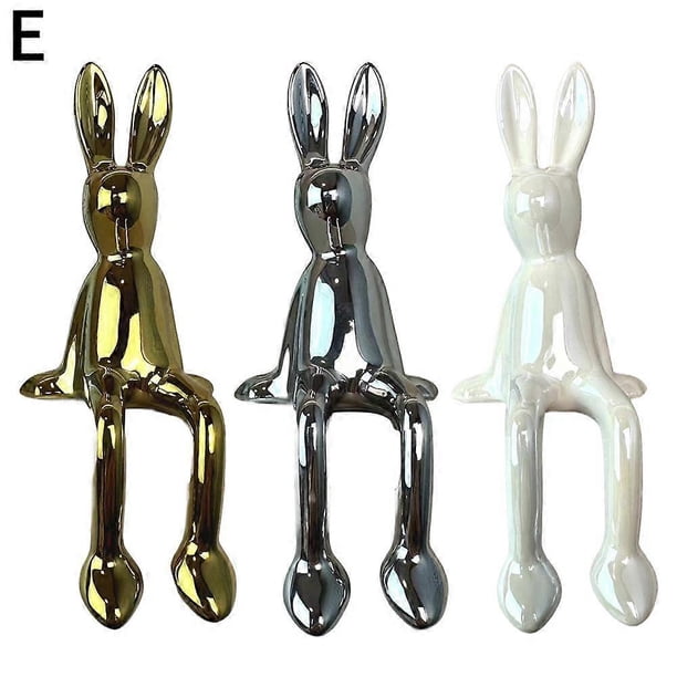 Sitting Bunny, Sitting Gold Bunny for Shelf,Ceramic Electroplate Rabbit Figurine