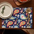 thumbnail image 4 of Vintage Paisley Placemats Set of 6, Flax Heat Resistant Wrinkle Free Linen Table Mats Featuring Colorful Bohemian Floral and Artistic Mandala Designs, 4 of 5