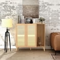thumbnail image 4 of Homycasa Shoe Cabinets Sideboard with Faux Rattan Double Doors and 4 Shelves Storage, 4 of 9