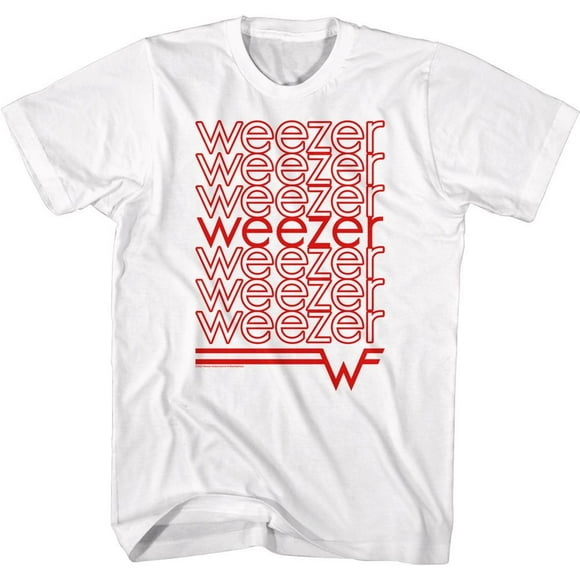 Weezer Repeating Logo White Adult T-Shirt