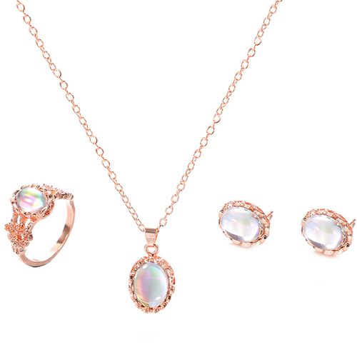 opal necklace and earring set gold