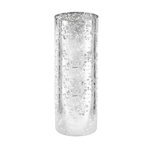 WGV Silver Speckled Glass Hurricane Candle Shade Chimney Tube  - 5" Wide x 14" Height, Good quality, Heavy Weighted Base - 1 Pc