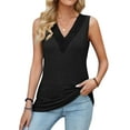 thumbnail image 5 of Hibeli Women Patchwork V Neck Sleeveless Solid Color Loose Vest, 5 of 7