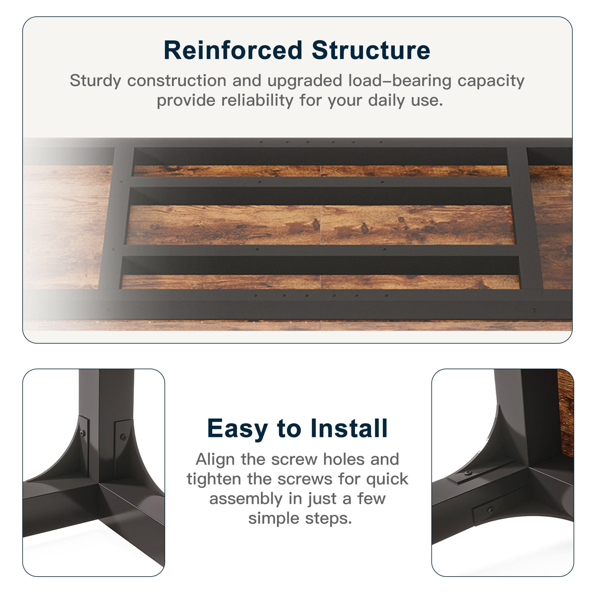 Demi Bonn 78" Farmhouse Dining Table, Wood Rustic Kitchen Table for 8 People, Large Rectangular Dinner Table for Dining Room, Home Office, Living Room Furniture, Rustic Brown