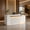 White/Left 86.61"L x 25.98"W x 41.34"H, variant on 86.6" White Modern Reception Desk with Left Counter, Built-in Power Outlets, Lockable Drawers & LED Lights for Office, Salon & Retail