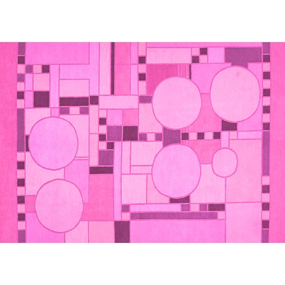 Ahgly Company Indoor Rectangle Abstract Pink Modern Area Rugs, 7' x 10'