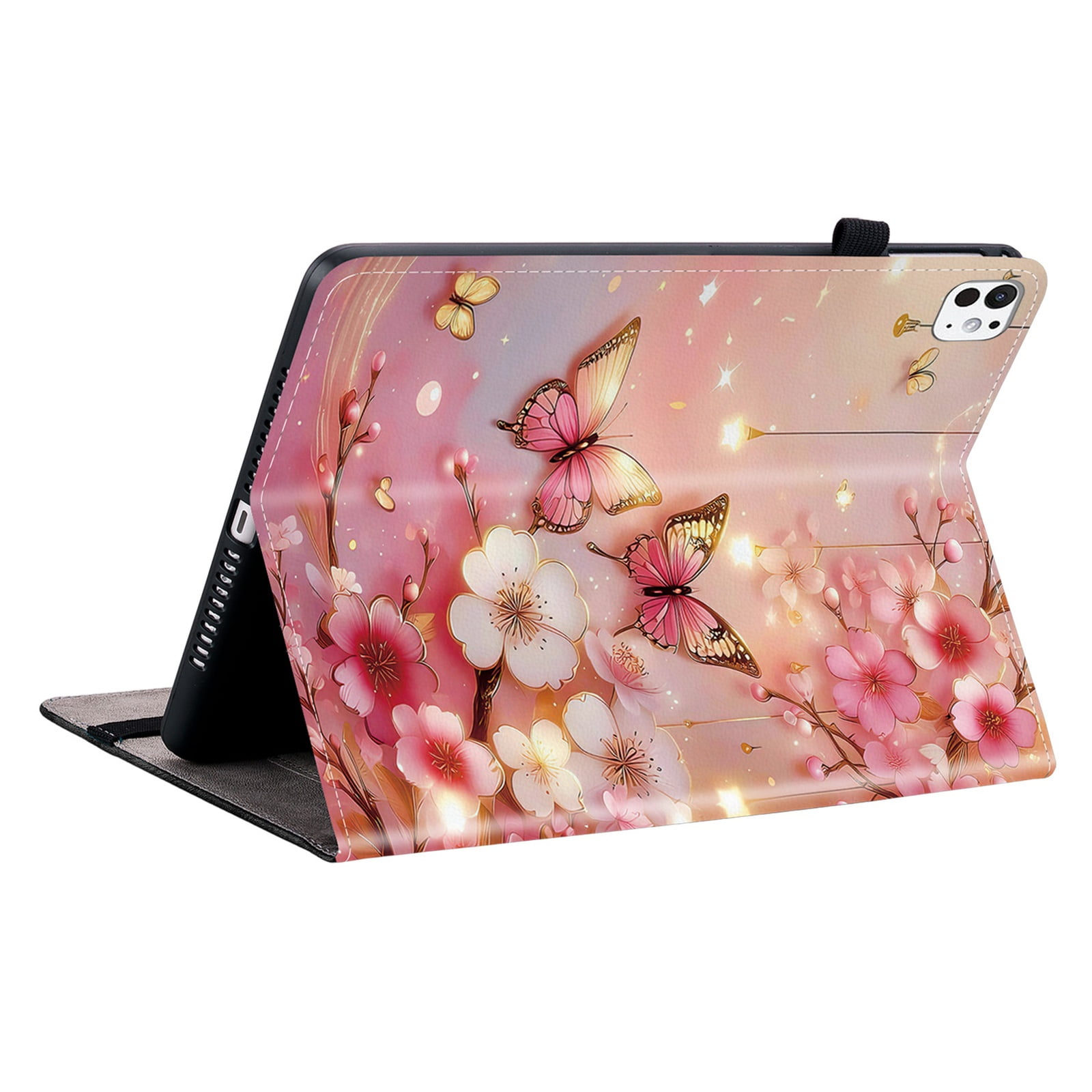 Allytechgroup for iPad Pro 11" 2025/2024 M5 M4 Case, Premium PU Leather Flip Cover Stand Cover with Cards Slots Pencil Holder Shockproof TPU Inner Case for Apple iPad Pro 11 Inch, Buttefly Flower