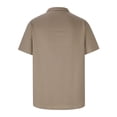 thumbnail image 5 of WREESH Men's Zip Henley Shirts Slim Short Sleeved Casual Sports Solid Color Tops Khaki, 5 of 9
