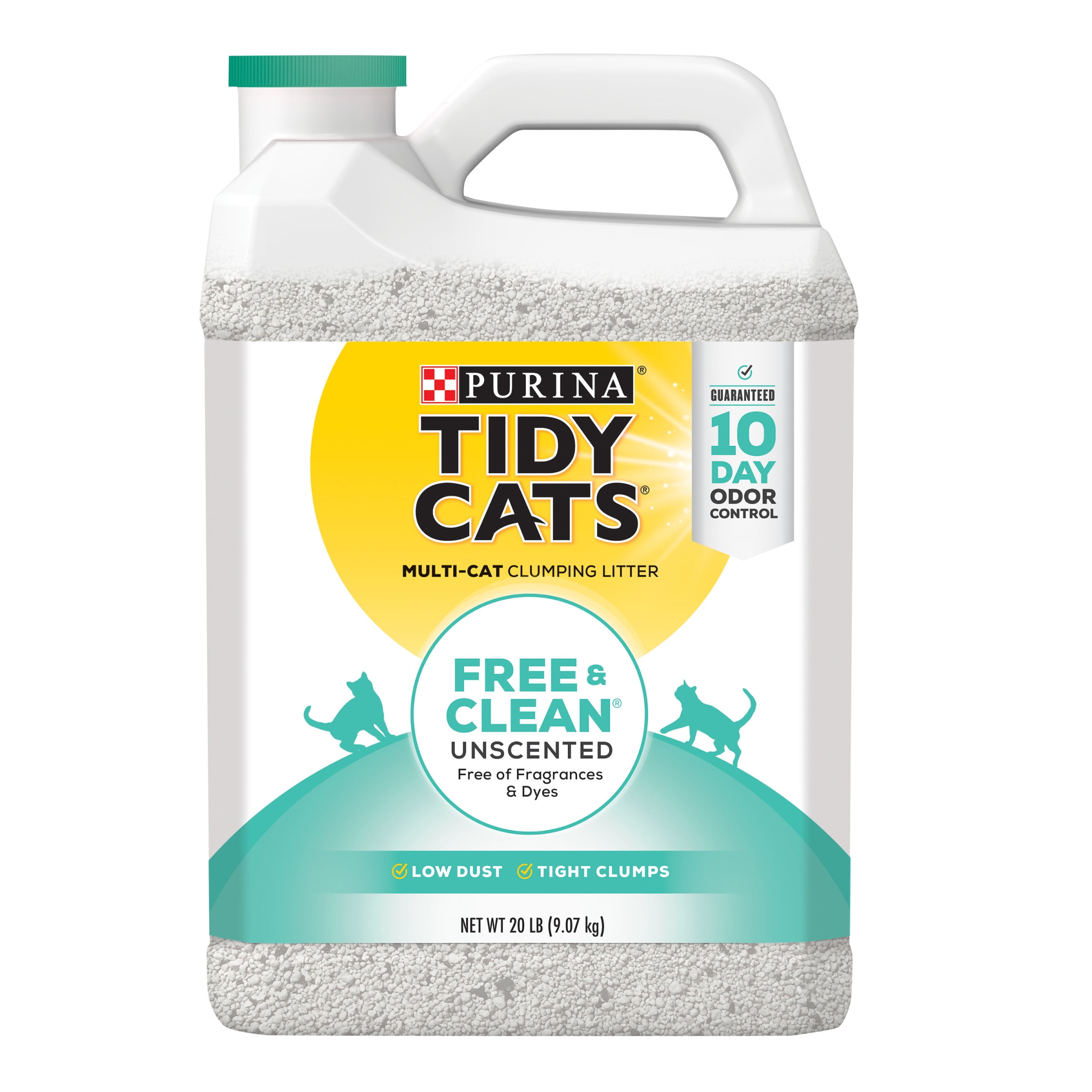 Purina Tidy Cats Clumping Cat Litter, Free & Clean Unscented Multi Cat Litter, 20 lb. Jug