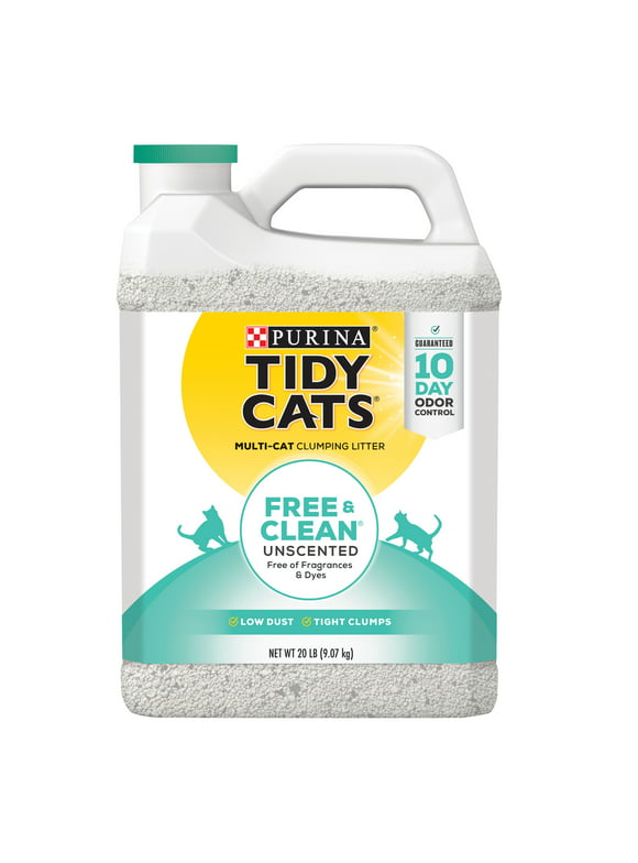Purina Tidy Cats Clumping Cat Litter, Free & Clean Unscented Multi Cat Litter, 20 lb. Jug