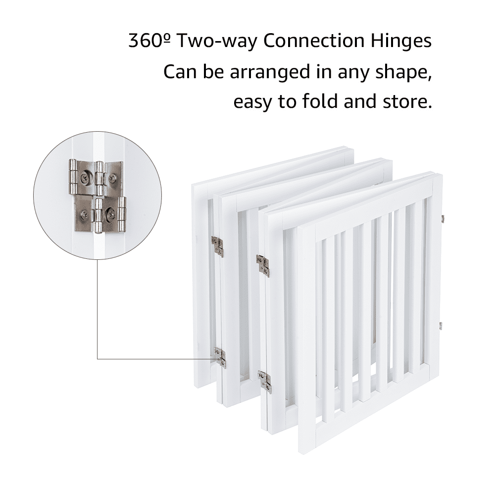 Unipaws Freestanding Pet Gate 24 inches High 6 Panels, White