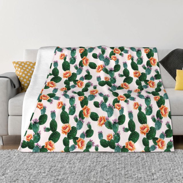 Balery Cactuses Manta de Franela con Dibujo, Lujo Ultra Suave y Cálido, Antipelusa y Resistente a las Arrugas para Cama, Sofá, Camping -60"x50"