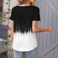 thumbnail image 4 of Tunic Tops for Women Loose Dressy Short Sleeve Henley Shirt V Neck Button Up Blouse Casual Pleated Basic Pullover, 4 of 5