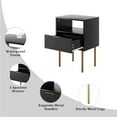 thumbnail image 5 of aboxoo Nightstand, Drawer Dresser for Bedroom, Small Side Table with Drawer, Bedside Furniture, Night Stand, End Table with Gold Frame for Bedroom, Living Room, Black Stripe, 5 of 9