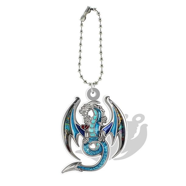 Llaveros con colgante de dragón 2D de acrílico con cadenas de cuentas para bolso, llavero de coche, accesorios de joyería de animales, QDW586