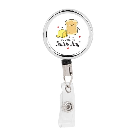 Koyal Wholesale Retractable Badge Reel Holder With Clip, You're My Butter Half , Funny Food Pun Anime