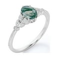 thumbnail image 4 of JeenMata 1.10 Carat Marquise-shape Filigree Milgrain Ovate Natural Druzy Moss Green Agate And Moissanite Cluster 6 Prong Engagement Ring In 18K White Gold Plating Over Silver, 4 of 7