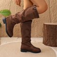 thumbnail image 7 of Domuza Women's Slouchy Knee High Boots, Faux Suede Buckle Decor Low Block Heel Tall Boots, Non-Slip Ruched Casual Winter Boots for Daily Commuting Walking Outdoor Wear Brown 8.5（EU-41）, 7 of 7