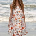 thumbnail image 1 of Ovzne Robes pour Femmes Robe d'Été Mode Féminine Vacances Été Couleur Unie Sans Manches Robe de Plage Fête Robe d'Été Imprimée Liquidation, 1 of 6