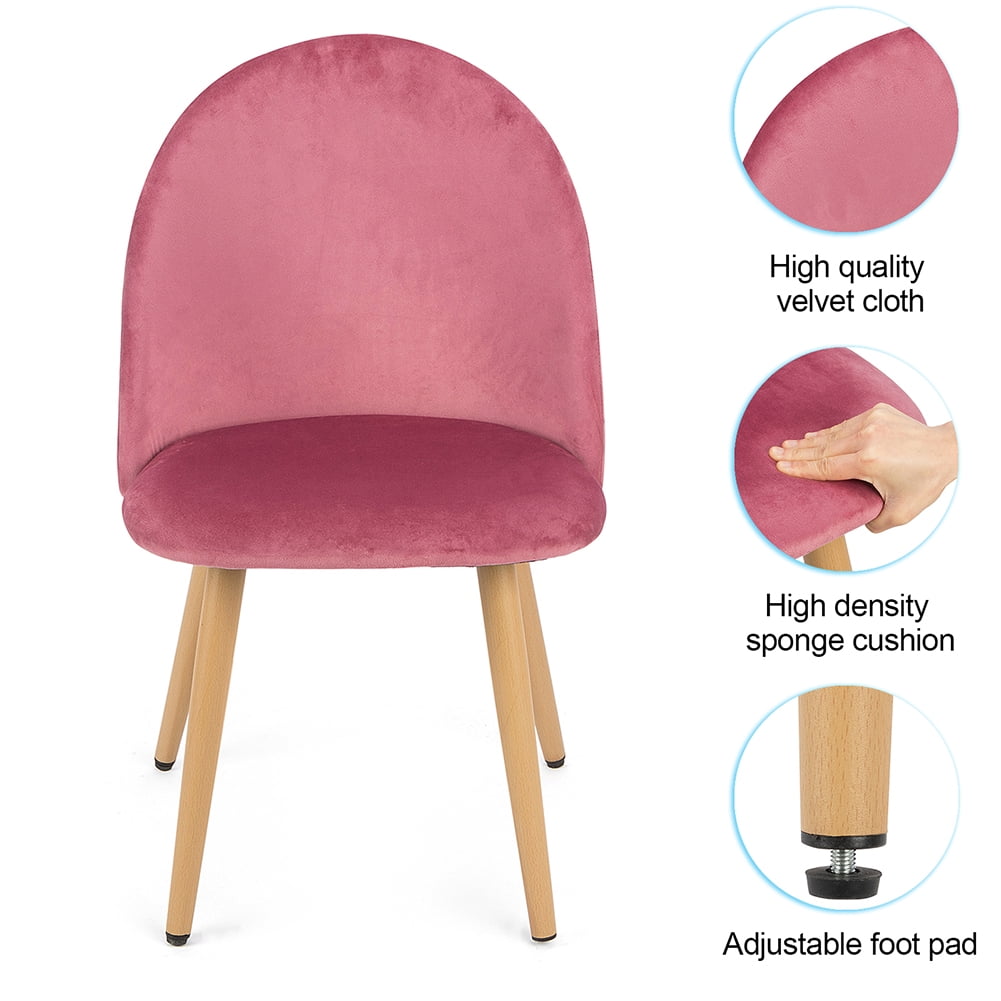 Kepooman 2Pcs Medieval Dining Chair, Chair for Kitchen, Makeup Chair with Soft Velvet Seat and Wooden Style Stool Legs, Accent Side Chair for Living Room, Pink