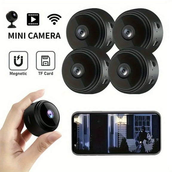 Wireless Wifi Security Camera Mini Home Indoor Outdoor Camera, Smart Home Camera House Office Cameras Mobile Phone APP Remote, 150 Wide Angle Night Vision Motion(4PCS)