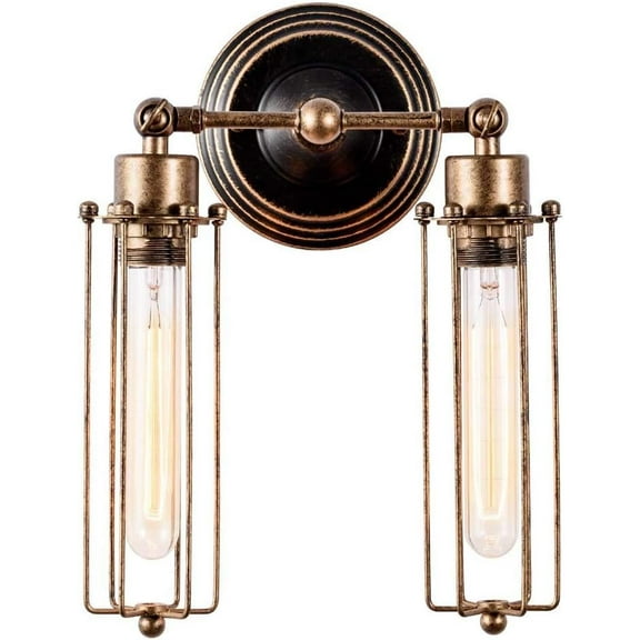 Vintage Wall Sconce,Industrial Retro Arm Swing Wall Lamp,Antique Adjustable Metal Cage Wall Light Fixture for Bar Cafe Bedroom