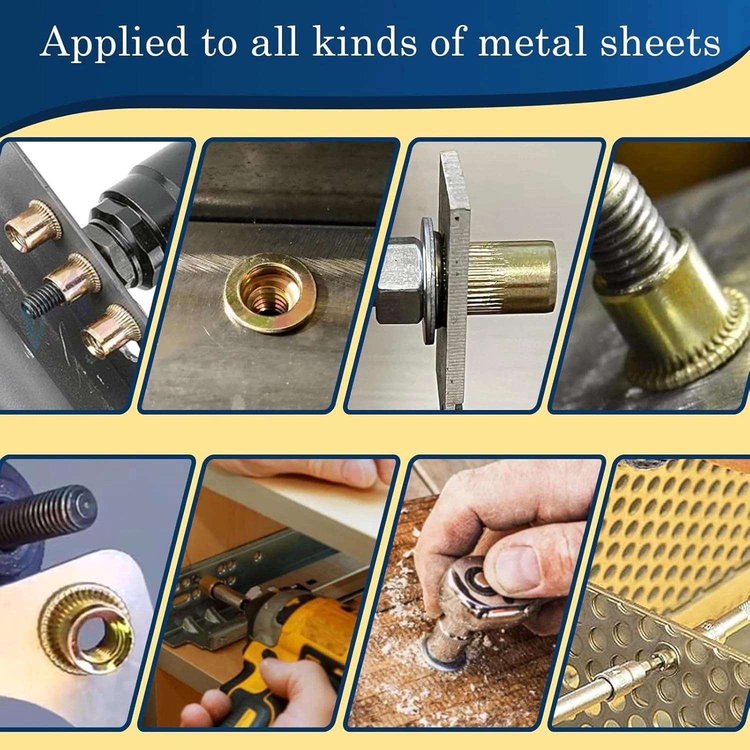 1/4 Rivet Nut, 115Pcs Carbon Steel Zinc Rivet Nuts 1/4-20, 1/4 20 Threaded In...