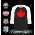 thumbnail image 2 of Shop4Ever Men's Canada Red Leaf Canadian Flag Raglan Baseball Shirt Medium Black/White, 2 of 4