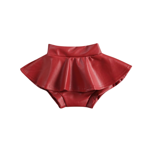 Xingqing Toddler Infant Baby Girls Kids Culottes Solid Color Ruffled High Waist Pantskirt Short Pants