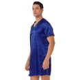 thumbnail image 5 of CHICTRY Mens Satin Soft Nightgown Sleepwear Short Sleeve Lounging Wear Royal_Blue XXL, 5 of 7