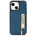 thumbnail image 2 of SaniMore for iPhone 14 Plus 6.7" 2022 Back Case with Zipper Card Pokcet Flip Wallet/Kickstand Shock Absorption Anti-fall Retro PU Leather Wear-resistant Shell For iPhone 14 Plus, Blue, 2 of 9