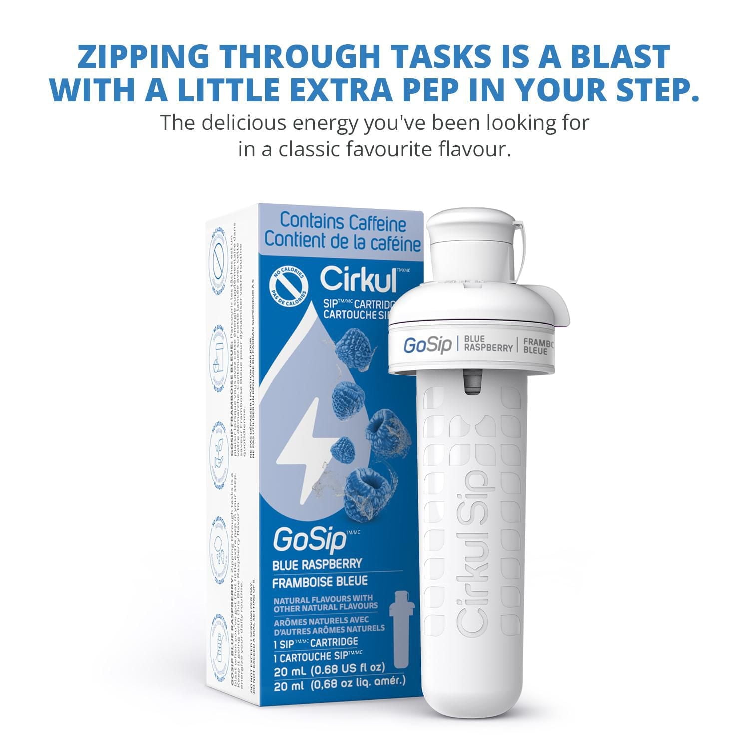 Cirkul GoSip Aromatisant d’eau à saveur de framboise bleue, paquet d’un cartouche. CKL BLUE RASPBERRY
