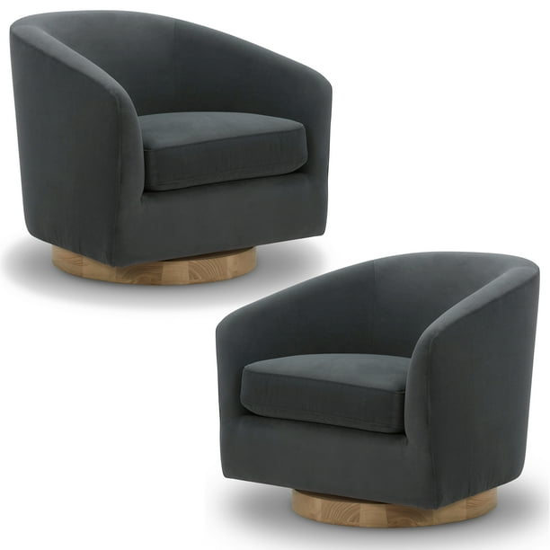 CHITA Swivel Accent Chair Set of 2, Velvet Round Barrel Arm Chair