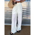 thumbnail image 4 of Womens Summer Solid Color Hollow Out Embroidery Casual Elastic Waist Long Pants Versatile Comfort White L, 4 of 9