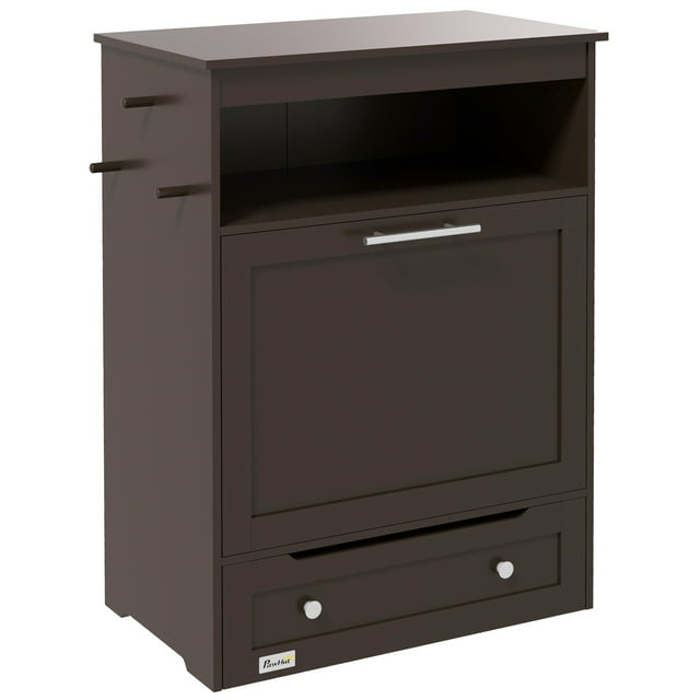 PawHut Station d'Alimentation pour Animaux Armoire de Rangement, Conteneur de Rangement, Café