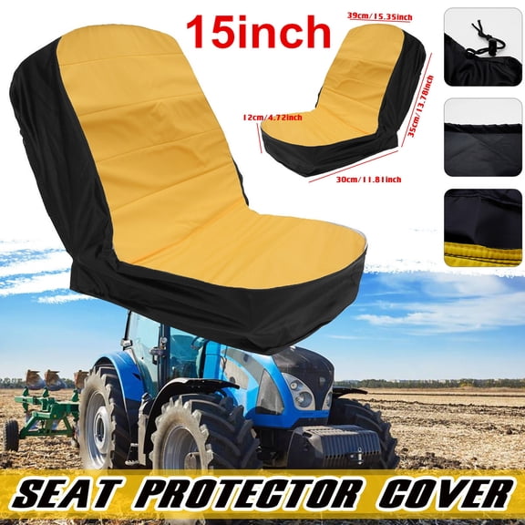 Universal Lawn Mower Tractor Seat Cover Waterproof Padded Cushion Protector with Storage Pockets Durable 600D Oxford Fabric Fits Riding Mowers UV Resistant Comfort Seat Cover