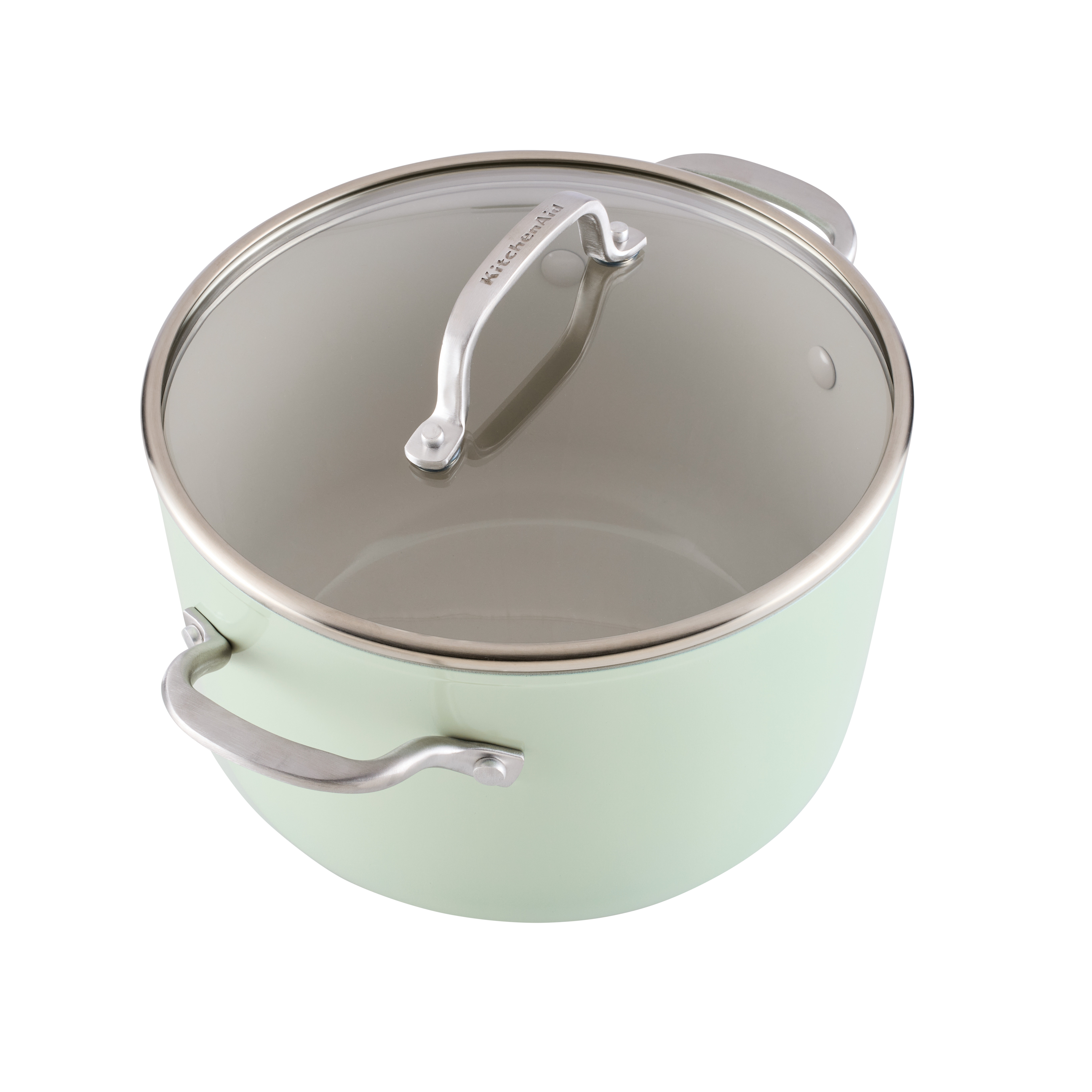 KitchenAid Hard-Anodized 10 Pcs Ceramic Induction Cookware Set, Dishwasher Safe and Oven Safe to 500°F, Pistachio
