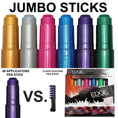 Original Chalk (6 Scented Edge Metallic Glitter Hair Chalks Temporary Hair Coloring Chalk - The Original Hair Color Chalk Blendable Colors - Lasts 3 days Brand New Edge Hair Chalk)