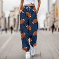 thumbnail image 2 of WILLBEST Pantalones Casuales para Mujer con Estampado de Rugby, Bolsillos Sueltos, Cintura Alta, Tiras En el Tobillo, para Un Estilo y Comodidad Diarios. Mediana, 2 of 4
