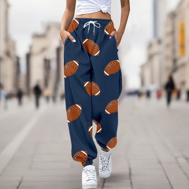 WILLBEST Pantalones Casuales para Mujer con Estampado de Rugby, Bolsillos Sueltos, Cintura Alta, Tiras En el Tobillo, para Un Estilo y Comodidad Diarios. Extra Grande
